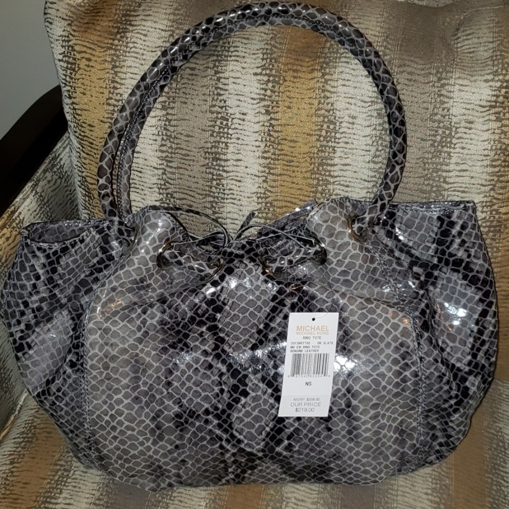 NWT Michael Kors Snake Print Medium Ring Tote